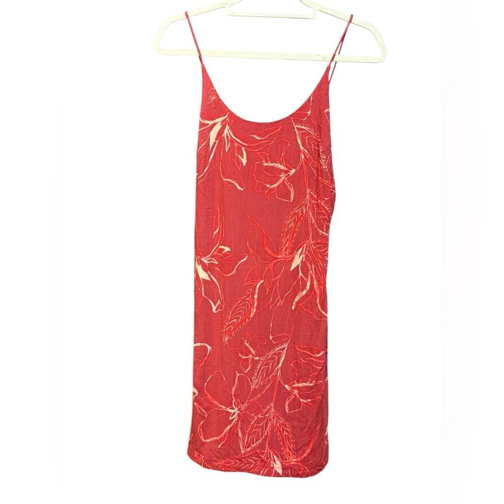Free People Soft Red Floral Slip Dress Lightweight Sz M